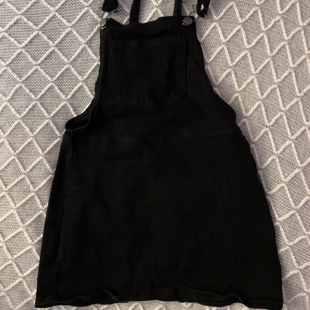 Forever 21 Black Denim Overall Mini Dress